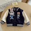 FHW Otoño Nuevo Estilo Coreano para Niñas Algodón Estilo Coreano Casual Conejo Oficial de Policía Infantil Chaqueta de Béisbol Ropa de Abrigo Primavera y Otoño