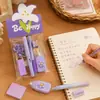 Conjunto de papelaria floral, fita corretora macaron, alto valor estético, grande capacidade, mini portátil, material de aprendizagem para crianças e estudantes