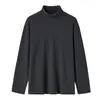 Tops de otoño e invierno con cuello semi-alto, forro polar de doble cara, capa interior ajustada de negocios, camiseta interior cálida, camiseta de manga larga para hombre