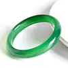 Pulseira de Calcedônia Feminina Cor Verde Espinafre Esmeralda Ágata Jade Pulseira Verde Imperial Tira Plana