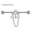 Pendientes de Acero Inoxidable Galvanizado Cilíndricos con Película Brillante, Doble Agujero, Cadena de Cinco Estrellas, Rosca Externa, Pendientes Largos