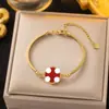 Pulsera de Acero de Titanio con Trébol de Cinco Hojas de Lujo Ligero para Niñas, Nuevo Estilo de Alta Gama, Diseño de Nicho de la Suerte, Pulsera Exquisita de Doble Cara