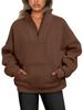Otoño e Invierno 2024 Cuello Color Sólido Sudadera Bolsillo Cremallera Casual Suelta Felpa Hilo