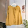 Pijama cárdigan ligero de algodón nube para mujer, de manga larga, corte holgado, top casual de cuello redondo, adecuado para usar en casa o como prenda exterior en otoño