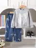 Sudadera Gris Casual de Manga Larga para Niños y Niños de Edad Media con Jeans de Lazo - Nuevo Estilo Otoñal Europeo y Americano de Amazon