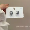Aretes de Plata de Ley con Perlas Grises para Mujer, Nuevo Estilo 2026, Elegantes Aretes de Nicho, Lujo Minimalista con un Toque de Alta Gama