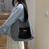 Nova Bolsa de Ombro Dupla Face em Sarja Xadrez de Grande Capacidade Mochila de Aula para Estudante Universitário Bolsa Tote Casual para o Dia a Dia
