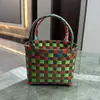 Cesta de Almacenamiento Tejida de Plástico Personalizada Cesta Souvenir Hecha a Mano DIY Cesta para Niños Bolsita Cuadrada Pequeña de Navidad Transfronteriza