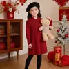 Fábrica de roupas infantis outono nova chegada vestido crianças MDD Roupas de Ano Novo estilo chinês saudações de Ano Novo roupas de tricô menina princesa