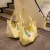 Bolsa Tote Versátil de Estilo Coreano con Estampado de Letras para Uso Diario para Mujeres Estilo Ins Morado Taro Doble Cara Gran Capacidad para Viajar al Trabajo Bolso de un Solo Hombro