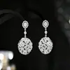 Pendientes geométricos de lujo ligero para mujer con cierres de plata S925, incrustados con circonita, pendientes largos colgantes, pendientes de moda de verano