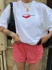 Camiseta Casual Cómoda de Manga Corta con Estampado de Café Helado y Sol, Talla Europea Transfronteriza, Camiseta Casual de Verano para Mujer