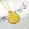 Tienda de Oro Mismo Estilo Oro Antiguo Incrustado Diamante Amarillo Dios de la Riqueza Brújula Colgante Giratorio Amarillo Dios de la Riqueza Brújula Colgante Cadena para Suéter