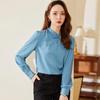Camisa Azul de Manga Larga para Mujer 2022 Otoño/Invierno Nuevo Estilo Coreano talla extra Moda Elegante Ajuste Delgado Top Ropa de Negocios Pantalones