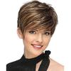 Peruca de Comércio Exterior para Mulheres, Moda Europeia e Americana Cabelo Curto, Cabelo Curto Liso Texturizado Elegante, Peruca Sintética Feita à Máquina para Mulheres, Novo Produto no Aliexpress