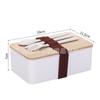 Caixa de almoço de bambu e madeira estilo japonês, caixa quadrada para armazenamento fresco, simples, para trabalhador de escritório, estudante, aquecimento em micro-ondas, Bento