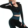 Conjunto de Roupa de Yoga Sem Costura Europeia e Americana Cuidadosamente Selecionado para Mulheres, Novo Conjunto de Três Peças Elástico para Fitness Esportivo de Outono e Inverno Levanta Bumbum