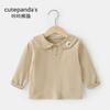 Ropa para Bebé Kaka Panda Cuello de Muñeco Camiseta de Manga Larga Algodón Puro Ropa de Otoño Primavera y Otoño Niños Niñas Camisa Polo para Bebé