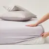 Estilo Hotelero~Sábana Bajera de Algodón Puro de 100 Hilos, Protector de Colchón Sencillo de Color Sólido, Cubierta de Cama a Prueba de Polvo de Cobertura Total