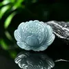 Pendente de Jadeíte Azul Natural Grau A Lótus Pingente de Pedra de Jade Semente de Gelo Pingente de Jade Unissex Ornamento Pingente de Jade Peça de Jade Atacado