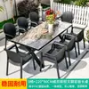 Mesa y Sillas de Piedra para Patio Exterior, Jardín o Terraza, Sillas de Exterior tipo Mimbre para Casas de Huéspedes y Villas