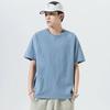 Camiseta de Manga Curta de Algodão Puro, Camiseta Solta Estilo Hong Kong, Algodão Puro Manga Curta Masculina Algodão Puro Manga Curta Ombro Caído Algodão Penteado 200g Atacado