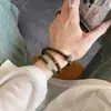 Pulsera Natural Qinan Aquilaya y Pulsera Hotan Cuentas de Jade Qingshui Fugui Show Cuentas de Buda Blanco y Cuentas de Rosario Apiladas en Círculos para Mujeres