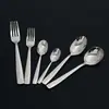 Juego de Cuchillo, Tenedor y Cuchara Cuadrados de Acero Inoxidable 304 para Uso Doméstico, Cuchara Redonda, Cucharita de Café, Cuchillo y Tenedor para Bistec de Restaurante Occidental, Cuchara y Tenedor de Postre