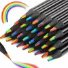 Lápis arco-íris de sete cores, lápis multicolorido, caneta arco-íris, lápis de cor mista em degradê, caneta para pintura infantil à mão
