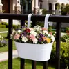 Vaso de metal para pendurar para jardim de varanda, conjunto de vasos de parede para grades e cercas, baldes suspensos para plantas verdes e suculentas