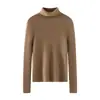 Otoño Invierno Sin Costuras Una Pieza 100% Cachemir Tejido de Punto Suéter para Mujer Costilla Capa Interior Suéter de Cuello Alto Color Liso Capa Base
