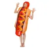 Macacão mural de comida com tema de cachorro-quente europeu e americano, tamanho adulto, fantasia engraçada para festa de Halloween, fantasia de esponja, traje de cosplay