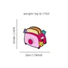 Broches Criativos de Esmalte em Desenho Animado com Padrões de Comida e Texto Divertido, Pins Decorativos Versáteis para Mochilas de Estudantes