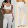 Conjunto de Yoga Transfronterizo Sexy Sujetador Halter Espalda Hermosa Pantalones Acampanados para Mujer Ropa Deportiva para Correr Fitness Conjunto de Yoga