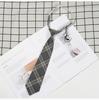 Gravata Cinza Estilo Preppy Feminino Preguiçoso Livre Estilo Japonês Uniforme Escolar Xadrez Gravata Dk Masculina Retrô Gravata para Camisa Feminina Curta