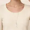 Colar Pingente de Prata Gota d'Água Jade Estilo Coreano Moderno e de Alta Qualidade, Corrente de Clavícula Longa Versátil Estilo Feriado Elegante