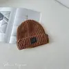 Gorro Cálido de Lana Roto para Niños, Gorro de Punto de Moda con Logo de Letra Nuevo para Bebé Otoño e Invierno, Gorro Versátil a Prueba de Frío para Estudiantes