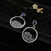 Un Ciervo Plata S925 Plata Esterlina Vintage Lapis Lapis Incrustado Lapis Lam Rojo del Sur Xiangyun Tejido Calado Pendientes Distintivos para Mujer Pendientes