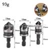 Conjunto de 3 Peças de Aço Carbono Chanfrador de Cinco Arestas Cabo Sextavado de 90 Graus 12mm19 Preto Broca Countridge Abridor de Furos para Marcenaria