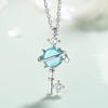 Cadena para Clavícula Círculo Azul Aurora Cósmica para Mujer Estilo Coreano Incrustada con Diamantes Pequeña Fresca Estilo Japonés Collar Corto Collar Planeta