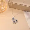 Colar com Pingente Colorido Vazado de Zircônia em Formato de Cabacinha Estilo Chinês, Corrente de Clavícula de Moda Exquisita de Boa Sorte para Mulheres