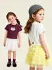 Tong Bei Ropa Infantil 2026 Nuevas Llegadas de Verano Camiseta Infantil Estampado de Cisne Cordón Estilo Cuento de Hadas Ajuste Delgado Top de Manga Corta