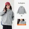 Pudding Haru Roupa de Outono Meninas Roupas Infantis Blusa 2026 Outono Novo Estilo Infantil Estilo Coreano Gola Alta Jaqueta Casual