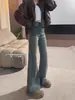 Jeans Acampanados Azules Vintage para Mujer, Estilo Nueva Temporada Otoño, Adelgazantes para Cuerpo en Forma de Pera, Pantalones Casuales Acampanados Elásticos