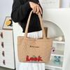 Nova Bolsa de Ombro Acolchoada em Formato de Coração Ins Bolsa Tote com Estampa de Cereja Desenho Animado Fofo Bolsa de Mão de Compras Feminina
