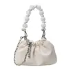 Bolso Mujer 2024 Nuevo Bolso Cubo Sencillo Moda Mujer Trendy Bolso Plegado Bolso Cruzado de Perlas Bolso de Cadena de Color Sólido