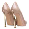 Sapatos de moda europeus e americanos transfronteiriços bico fino boca rasa salto metálico sapatos femininos odeiam alto suprimento de comércio exterior sapatos AliExpress
