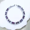 Moda Accesorios de Lujo Ligero de Verano Pulsera Geométrica Cuadrada Simple con Circonia Verde Oliva Joyería Morada Elegante de Gama Alta