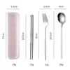 Acero Inoxidable Portátil Vajilla Palillos Tenedor Cuchara Estudiante Fiesta Oficinista Juego de Tres Piezas Regalo para Adultos Juego de Vajilla
