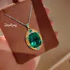 Collar colgante vintage italiano bicolor dorado verde Paraiba, pendientes europeos y americanos de alta resistencia con incrustaciones de diamantes y anillo de piedras preciosas para mujer